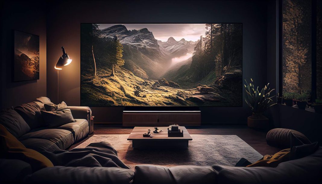 Modern bedroom with luxury decor, illuminated with electric lamp ,generative AI DIY Home Theater Build
