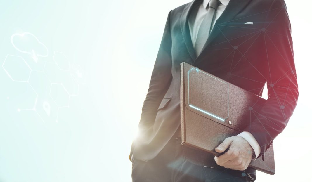 Businessman with a leather briefcase human resources career